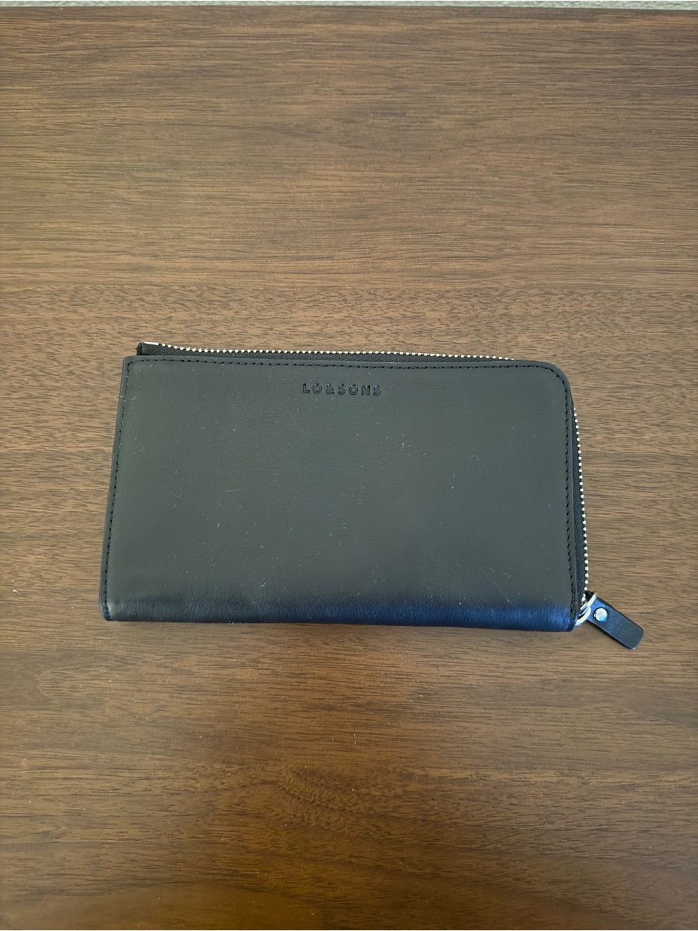 Lo & Sons Black Zip-Around Leather Wallet